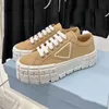 Designer New 2024 10A high Quality Designer Double Wheel Re-Nylon gabardine sneakers platform canvas sneakers gabardine triangle pattern thick soled Trainers