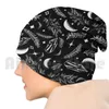 Bérets Lune mystique et motif céleste Bonnets Tricot Chapeau Hip Hop Croissant Cristaux Noir