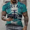 T-shirts pour hommes Summer Men Shirt Street Fashion O Col 3D T-shirt imprimé de haute qualité Casual T-shirt à manches courtes Lâche Sports Top