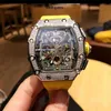 Milles montres montres mécaniques de luxe pour hommes Sky Wine Barrel diamant incrusté grand cadran entièrement automatique Rm011 montres-bracelets de sport EMHH