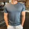 Jogging Clothing Summer Men Running Short sleeve T-shirt Spandex Quick dry Round collar t shirt Gym Fitness Bodybuilding jogging elastic ClothingH24119