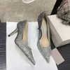 Fashion women designer heels shine pumps sparkle famous designer dress shoes bling silver formal party prom evening wedding heels plus size