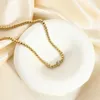 Choker minimalistische INS 16K verguld roestvrij staal Zirkonia sieraden waterdicht 4 mm kralen ketting ketting voor vrouwen feest cadeau
