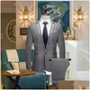 Abiti da uomo Blazer Vertvie Abiti da uomo di marca Moda Solid Casual Slim Fit 2 pezzi Giacche da sposa uomo Uomo Plus Size 3Xl Drop Del Dhpew