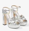 Mujeres de lujo de verano Heloise Sandalias Zapatos Tacones de bloque Correas anudadas Plataforma Vestido de fiesta Boda Dama Gladiador Sandalias EU35-43 con caja