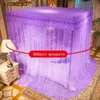 Mosquito Net Embroidery Lace Pleated Mosquito Net for Bed Square Romantic Princess Queen Size Double Bed Net Canopy Luxury Mosquito Tent Meshvaiduryd