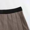 Юбки Плиссированная юбка Сексуальная короткая мини-клетка с шортами Атласный элегантный женский костюм
