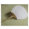 100 stks/partij Snelle Bezorging Witte Ronde Hand Fans met Bamboe Frame en Handvat Bruiloft Gunsten Geschenken Paddle Papier Fan BJ