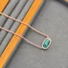 Designer Kendras scotts Neclace Jewelry Instagram Minimalist Oval Green Cats Eye Stone Short Necklace Neck Chain Collarbone Chain