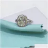 Fedi nuziali 3,85 ct Solido 925 Sterling Sier Anniversario di matrimonio Moissanite Sona Anello con diamanti gialli Fascia di fidanzamento Gioielleria raffinata Me Dhwrw