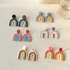 Stud Earrings 1Pair 2024 Korea Spring Autumn Candy Color Gradient Ceramic Clay Long Dangle Drop For Women Jewelry Gifts