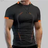 Koşu giyim erkekler koşu tişört yaz spor giyim sıkıştırma t gömlek hızlı kuru spor spor fitness tshirt spor giyim antrenman gömlek shirtsh24119