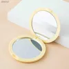 2 pièces miroirs belle crème miroir de maquillage rond cadeau de fille main mini pliant portable miroir de courtoisie poche double face maquillage miroir compact