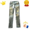 Pants Designer Män kvinnor Ksubi High Street Purple Retro Paint Spot Slim Feet Micro Elastic Hip-Hop dragkedja Plus Size Jeans