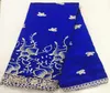 5Yards Bellissimo tessuto di cotone blu royal tessuto di pizzo George africano con paillettes dorate per vestiti OG419145693