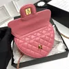 22SS Handbag Classic Top Grade Peach Heart على شكل قلب من جلد الغنم منقوشة منسوجة السلسلة الذهبية للأجهزة