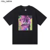 Nya herrar Womens Street Trend Brand Purple Abstract Element Print Fashion Brnad Cotton Casual Short Sleeve T-shirt Men Women in Black White Tshirts