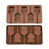 3D doble corazón piruleta Chocolate silicona galletas molde postre DIY herramienta de decoración de pasteles molde de gelatina hogar cocina hornear herramientas BJ