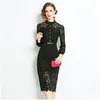 Work Dresses Women Boutiqu Lace Dress Long Sleeve Hollow Slim 2024 Spring Summer High-End Noble Lady Ol Party Drop Delivery Apparel Wo Dheb6