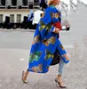 Kvinnors trenchrockar Chic Ethnic Style Lapel Floral Tryckt överdimensionerad Long Women Coat Print 2024 Spring Fashion Street Maxi Jacket