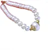 Bracciale con perle d'acqua dolce naturali, filo bianco, ornamento alla moda da 9-10 mm