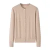 Tricots pour femmes Naizaiga 100 laine peignée superfine 18 broches col rond rouge beige manches longues mince bonne qualité femmes pull mère cardigans