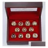 Cluster Rings 11Pcs Slc Baseball World Series Team Championship Ring Set With Wooden Display Box Souvenir Men Fan Gift Drop Wholesale Dh6Lp