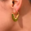 Hoop Earrings Elegant Amber Green Transparent V Shape Acrylic Stainless Steel For Women 2024 Trend Daily Jewelry And Accessories