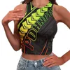 Débardeurs pour femmes Tribal polynésien Totem hawaïen Tatouage Hawaii Impressions colorées Design Spice Girl Sans manches Taille haute Gilet Crop Tops Sexy