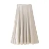 Юбки женские, длинная юбка со складками, весна-осень 2024, женские повседневные трапециевидные юбки с высокой талией, женские классические черные, белые, 2 цвета