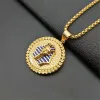 Egyptian Pharaoh Sphinx Necklace Pendant With Chain And 14k Yellow Gold Hip Hop Egypt Round Jewelry
