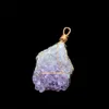 Natural Quartz Crystal Wrapped In Silk Amethyst Cluster Mineral Healing Crystal Home Decora Necklace Pendant DIY