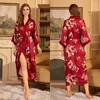 Vêtements de nuit pour femmes 2024 Pyjamas en satin pour femmes en été grande taille luxe léger trois quarts manches cool sentiment maison vêtements femme