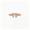 Anillos de banda Tiffanyisn Family High Edi Ion S925 s Erling Silver Classic Double Gold Pla Ed Diamond Se Simple Yle Ar Ring Versa Ile Genera Amdj Gq8j