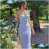 Basic & Casual Dresses Women Casual Dresses Floral Dress Sleeveless Backless Spaghetti Straps Beach Long Vintage Bohemian Black Red R Dh19S