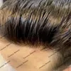 超薄い肌0.04mm vlooped耐久性のある男性Toupeeナチュラルヘアライン100％処女人間の髪のかつらの置換灰茶色の髪
