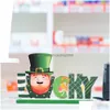 Other Festive Party Supplies St. Patricks Day Table Decoration Wooden Leprechaun Shamrock Sign Green Truck Home Dinner Ornaments 0 Dhwgy