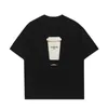 SS New Lenciag Tees Classic Milk Tea Cup Print T-shirt de couple pour hommes et femmes Pull de sport polyvalent minceur T-shirt mince Chemises Demi-manches Haut d'extérieur vêtements