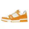 Luxury Embossed Virgil Trainer Casual Shoes Calfskin Low Overlays Green Abloh Denim Orange Brown White Tennis Canvas Brand Sneakers Size EUR36-45