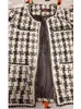 Vintage Houndstooth Tweed Blended Jackets för kvinnor Jacka kort kappa koreansk mode långärmad vinterdjockning kläder 240118