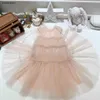 Robe en dentelle superposée pour filles, jupe sans manches pour enfants, taille 90 à 160, robes de styliste pour bébés, jolie redingote rose pour enfants, nouvelle collection Jan20