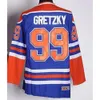 Top Man 99 Wayne Gretzky Vintage Hockey Jersey Zwart Wit Marineblauw Geel Paars Oranje Alternatief Borduursel Ademende Uniformen 8719