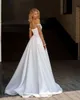 절묘한 새틴 웨딩 드레스 2024 연인 진주 웨딩 드레스 분리 가능한 슬리브 주름 신부 가운