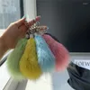 Llaveros Llavero de piel real de peluche para mujer Bolsa Colgante Lindo Pequeño Adornos de cola Llavero de coche Baratija Juguete Accesorios de moda Regalo