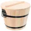 La vaisselle place le baril en bois de seau cuit par récipient en bois de riz de sushi pour le restaurant