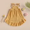 Girl Dresses Children's Summer Dress Wear Girls Sleeveless Floral Backless Bow Cotton Baby Korean Casual