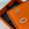 Designer Luxe S925 Sterling Zilveren Ketting Gegalvaniseerd 18K Goud Klassiek Varken Neus OT Gesp Ingelegd Diamant Paar Stijl Tweekleurig Dames Charme Sieraden Meisje Cadeau