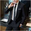 Men'S Suits & Blazers Mens Fashion Slim Suits Business Casual Clothing Groomsman Three-Piece Suit Blazers Jacket Pants Trousers Vest Dhmnl