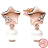 Boucles d'oreilles en argent Sterling scintillant, Zircon transparent, cœur, fleur, trèfle, or Rose, amour, bijoux fins, cadeau