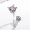 Klusterringar charmiga kristallröda ögonring kvinnliga fingertillbehör mode 925 sterling silver för flickors jubileumsgåva